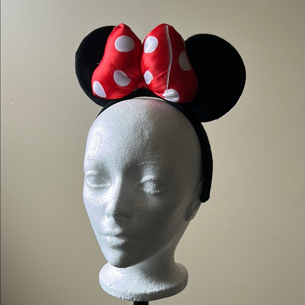 Minnie Mouse Ears Headband with Red Polka Dot Bow